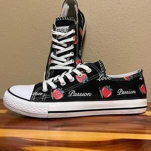 Teacher Sneakers Cute Womens Size 8 Canvas All Over Print Low Low Top Shoes